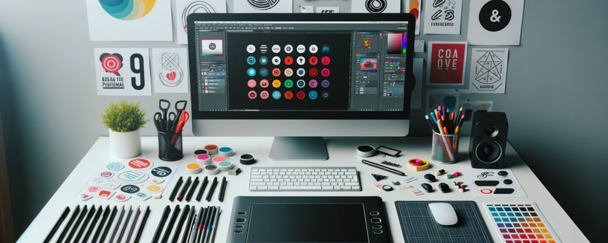 Foto que muestra un espacio de trabajo moderno de un disenador grafico digital. En el escritorio hay una tableta grafica un monitor que muestra un so 1200x480 - Del pixel al concepto: Descubriendo el diseño gráfico digital en la era moderna